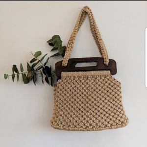 Vintage Macrame Rope/Straw Bag 70s